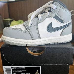 Toddler Jordan 1 Mid Smoke Grey/White
